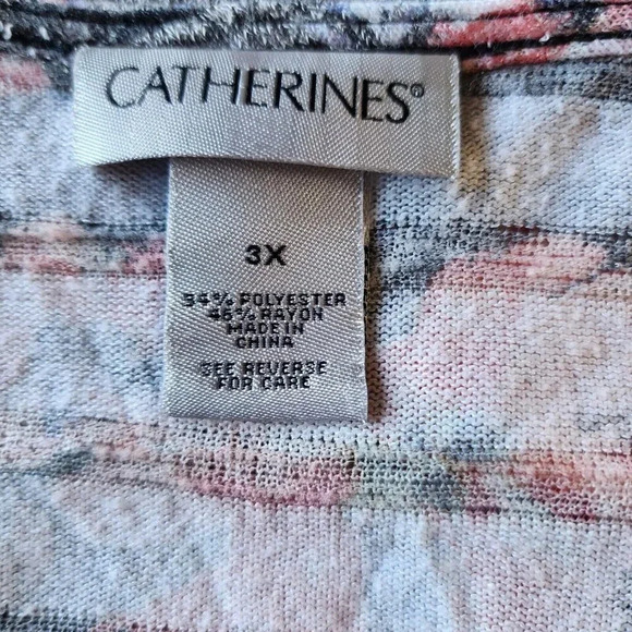 Catherines Cardigan Sweater Size 3x Multicolor Floral Front Open Long Sleeve - Picture 3 of 9